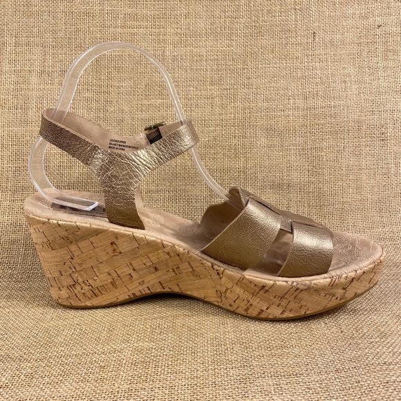 Kork Ease leather sandals wedges platform heels gold size 10 - Picture 5 of 11
